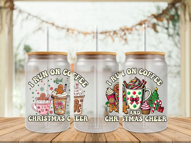 16oz Uv Dtf Wrap - I Run On Coffee And Christmas Cheer