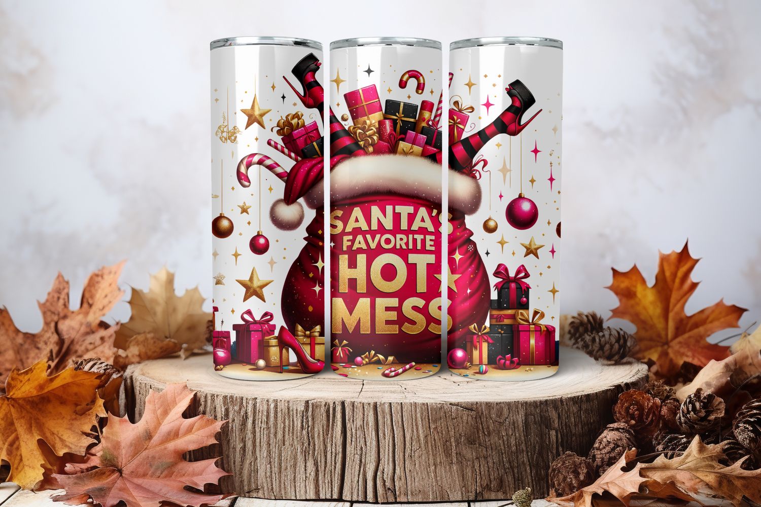 20oz Sublimation Tumbler Wrap Print - Santa&#39;s Favorite Hot Mess