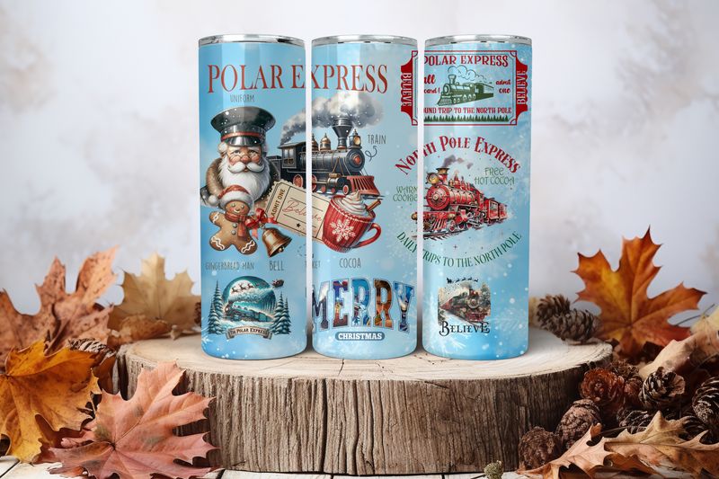 20oz Sublimation Tumbler Wrap Print - Polar Express