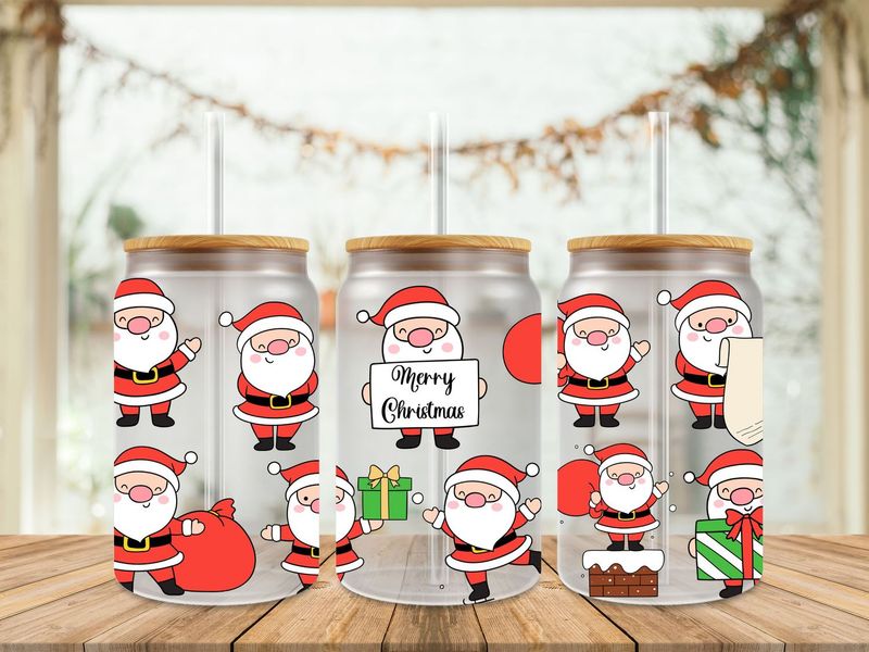 16oz Uv Dtf Wrap - Merry Christmas Santa