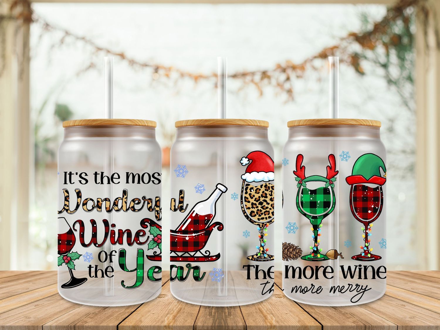 16oz Uv Dtf Wrap - The More Wine The More Merry