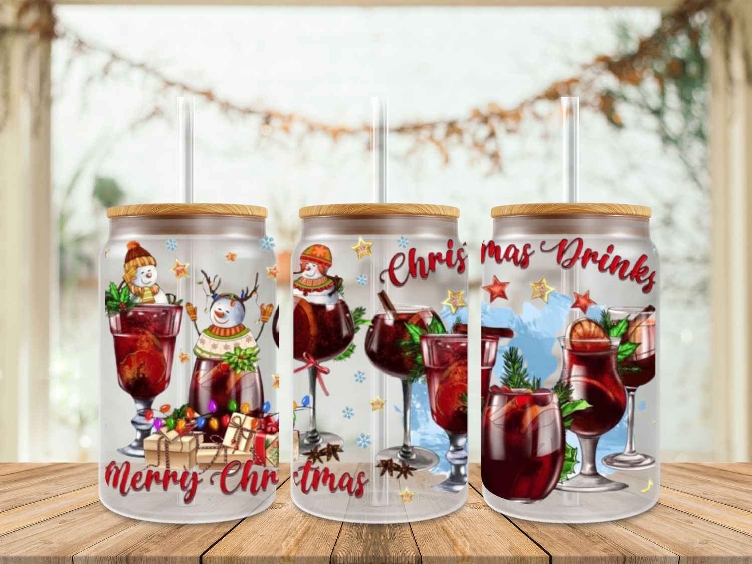 16oz Uv Dtf Wrap - Christmas Drinks