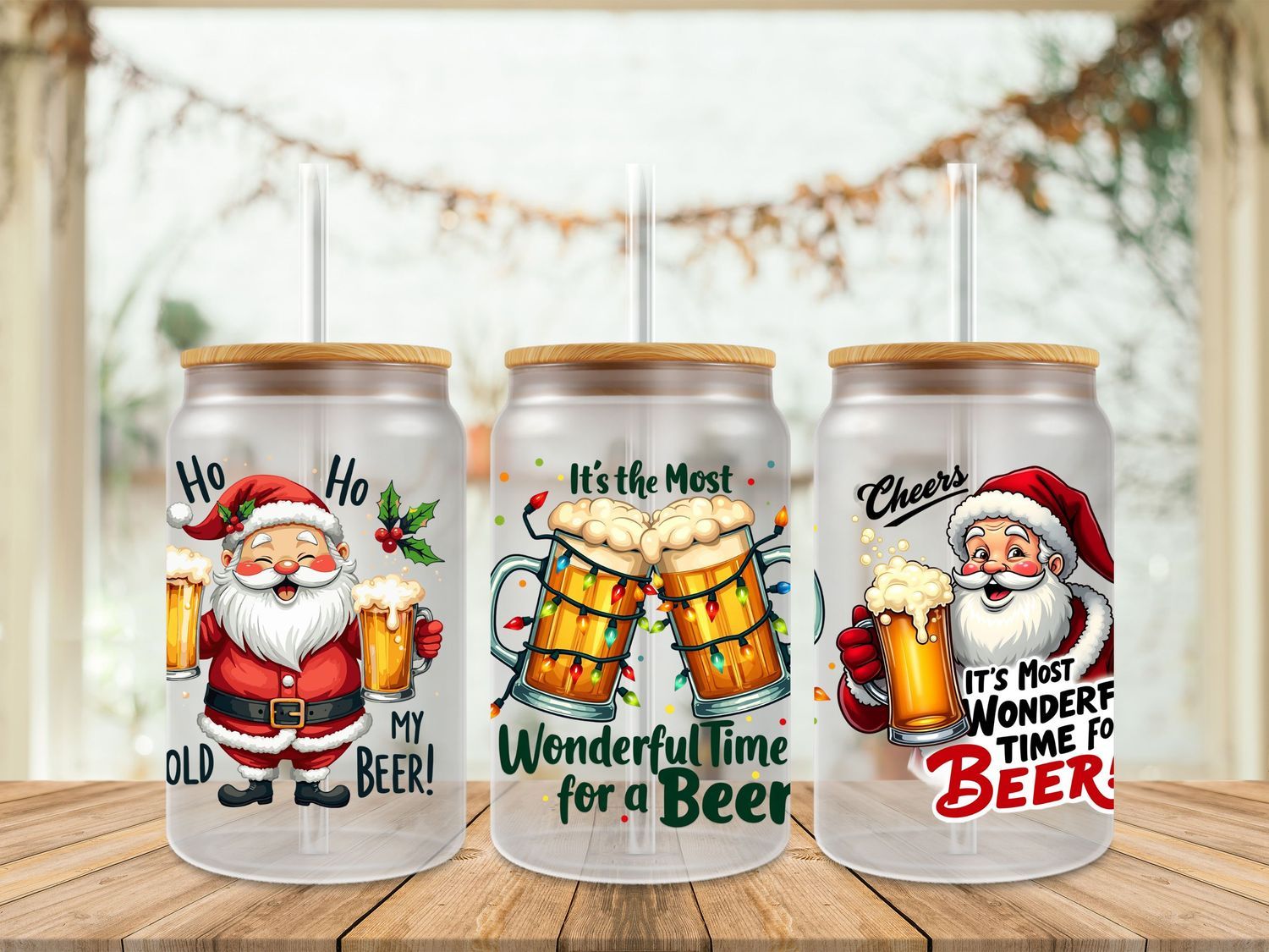 16oz Uv Dtf Wrap - Santa Hold My Beer