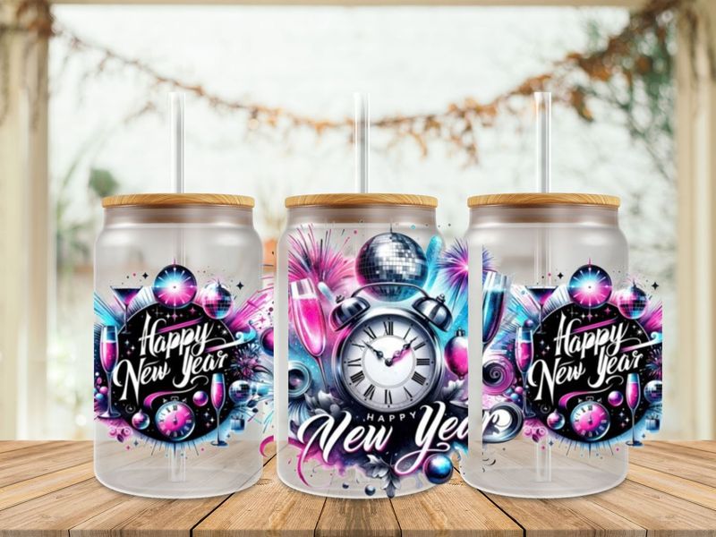 16oz Uv Dtf Wrap - Happy New Year Disco Ball