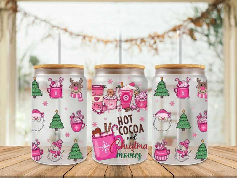16oz Uv Dtf Wrap - Hot Cocoa and Christmas Movies