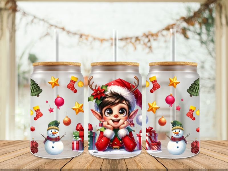 16oz Uv Dtf Wrap - Christmas Hands On Chin