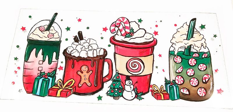 16oz Uv Dtf Wrap - Christmas Drinks