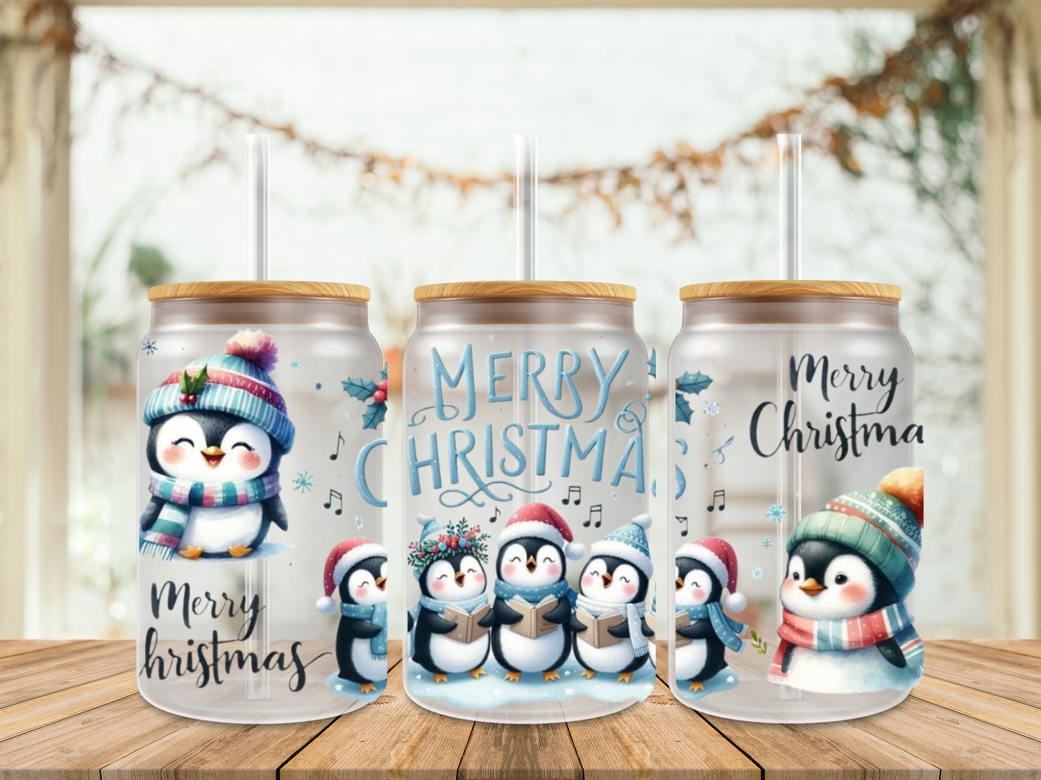 16oz Uv Dtf Wrap - Christmas Penguins