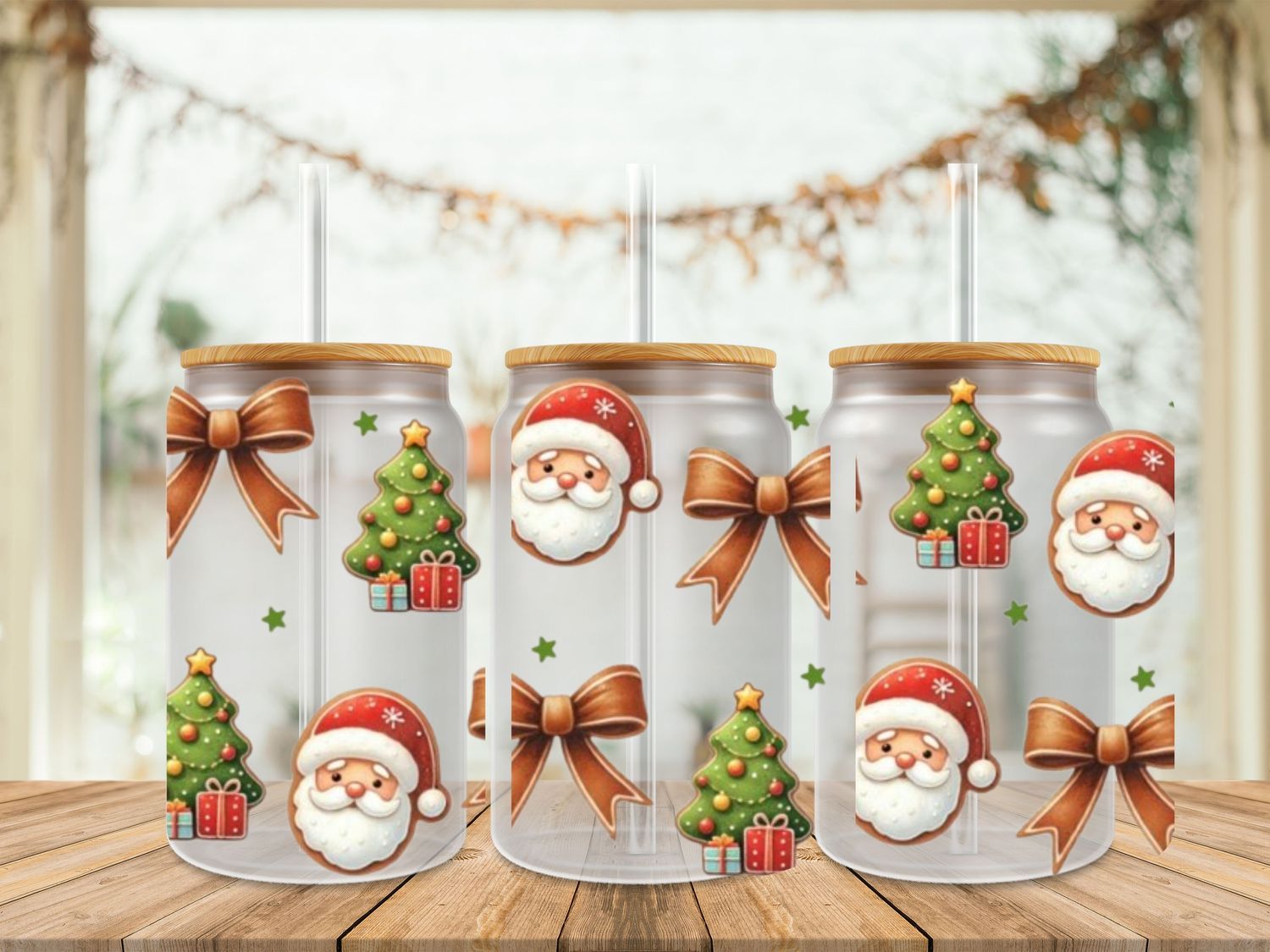 16oz Uv Dtf Wrap - Santa Bow Christmas Tree