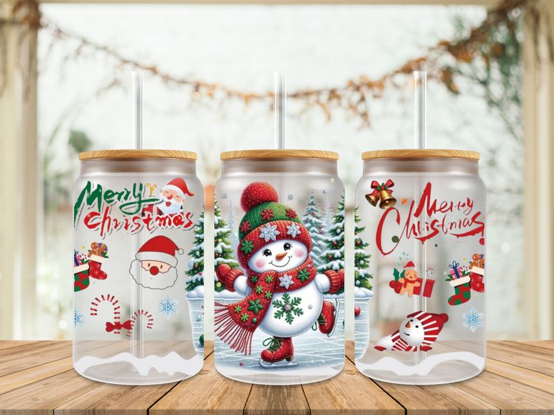 16oz Uv Dtf Wrap - Snowman Red Scarf