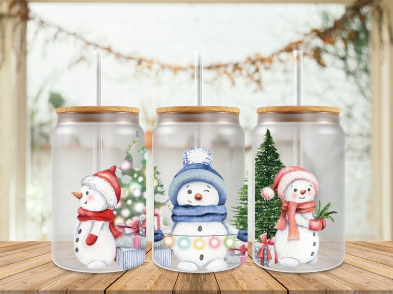 16oz Uv Dtf Wrap - Christmas Three Snowman