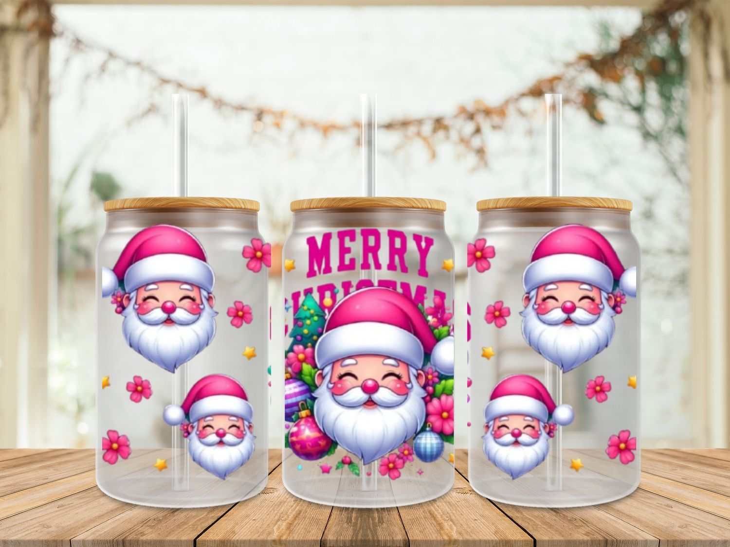 16oz Uv Dtf Wrap - Santa Pink