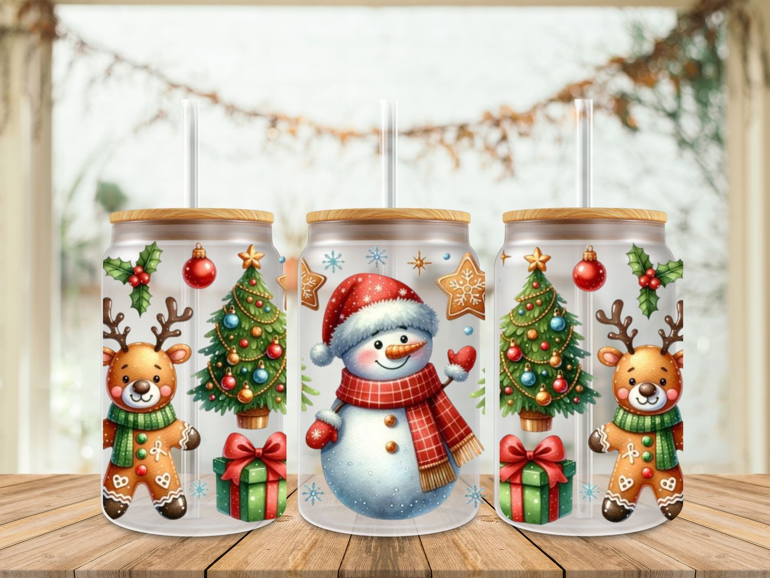 16oz Uv Dtf Wrap - Snowman Reindeer Gifts