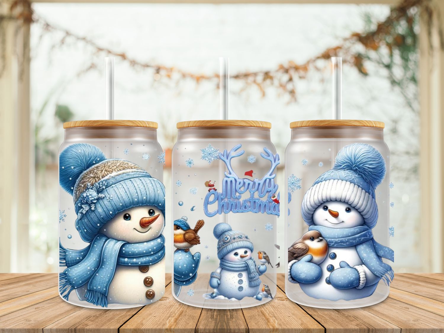 16oz Uv Dtf Wrap - Snowman &amp; Bird