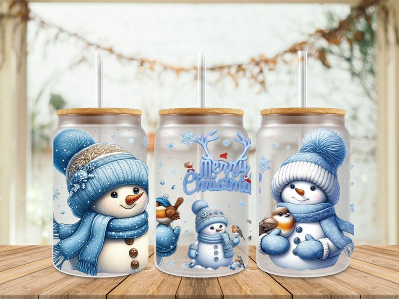 16oz Uv Dtf Wrap - Snowman &amp; Bird