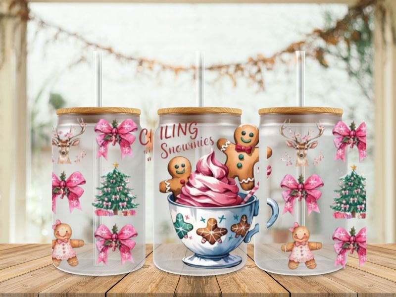 16oz Uv Dtf Wrap - Chilling With My Snowmies