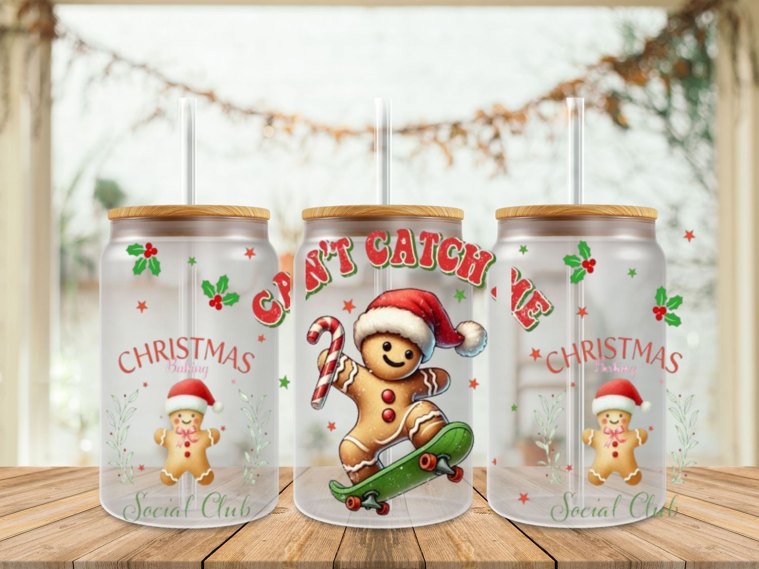 16oz Uv Dtf Wrap - Gingerbread Can&#39;t Catch Me