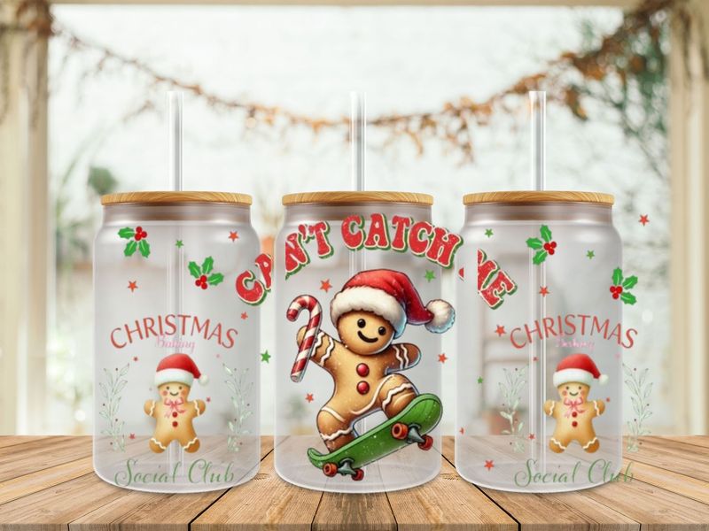 16oz Uv Dtf Wrap - Gingerbread Can&#39;t Catch Me