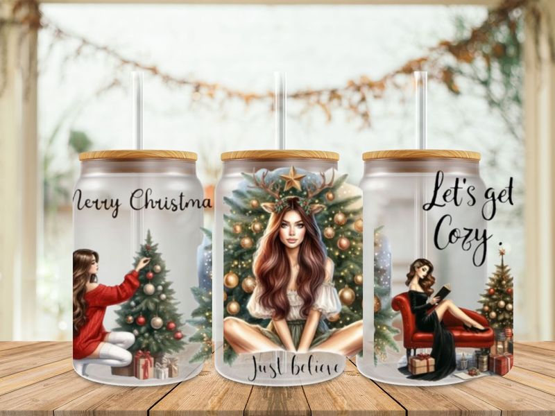 16oz Uv Dtf Wrap - Christmas Believe Let&#39;s Get Cozy