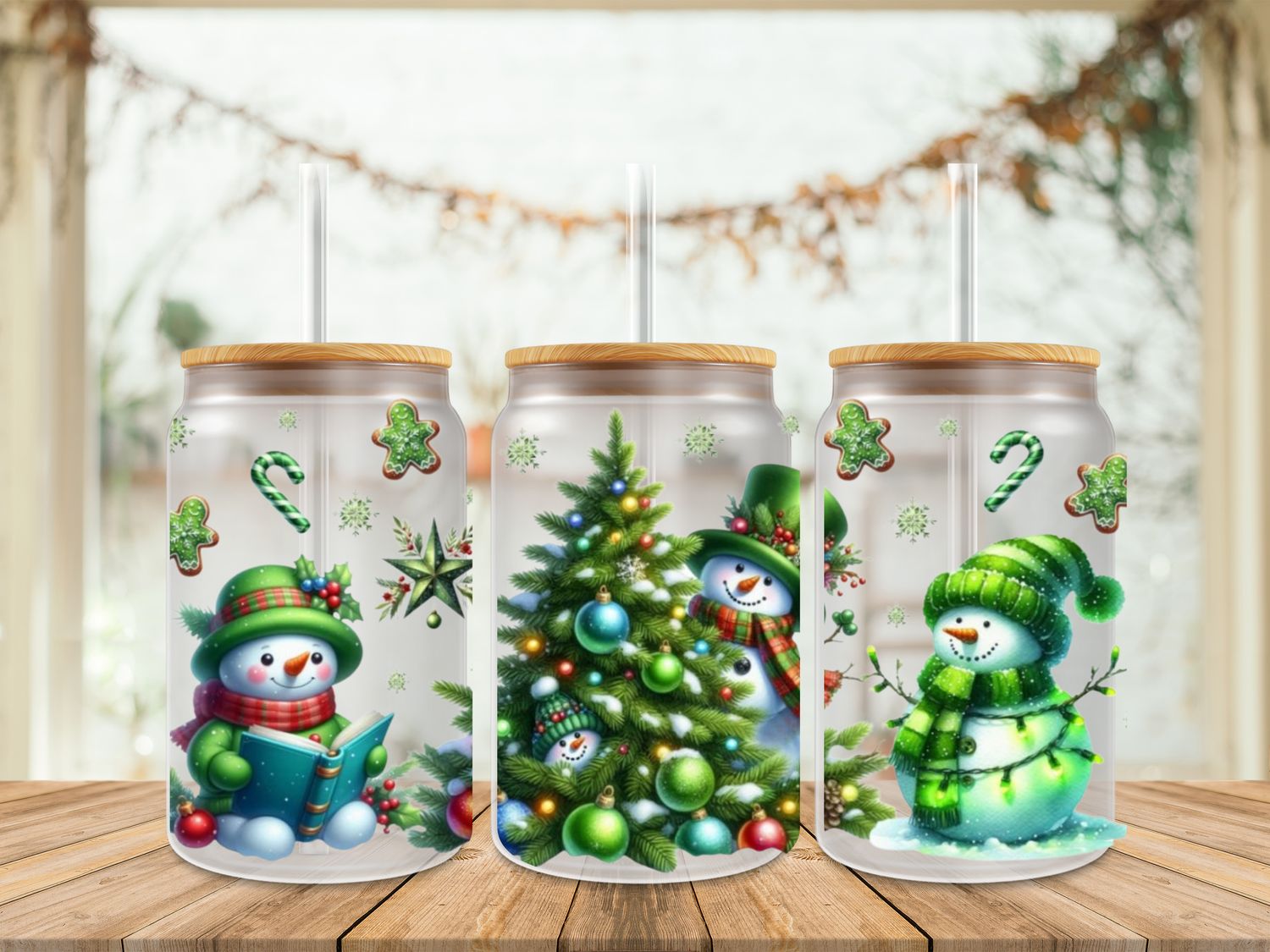 16oz Uv Dtf Wrap - Snowman Green Outfit