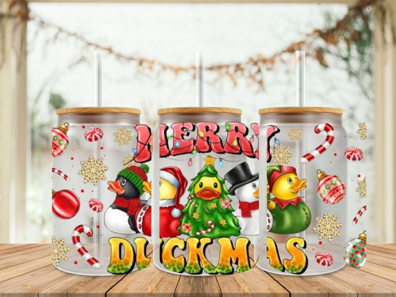 16oz Uv Dtf Wrap - Merry Duckmas