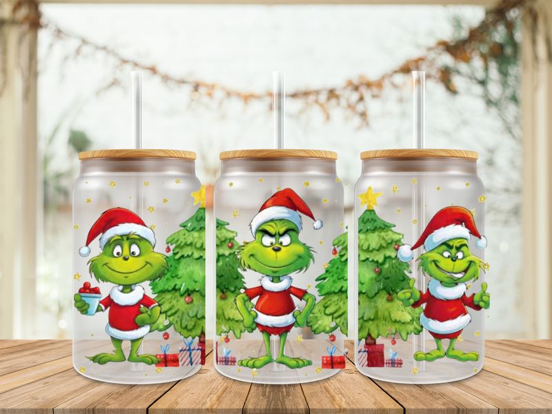 16oz Uv Dtf Wrap - Grinch Tree &amp; Gifts