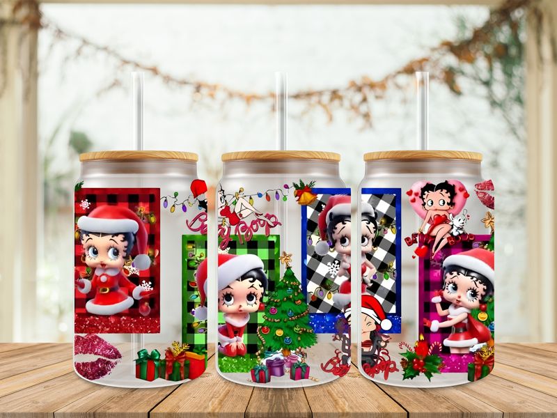 16oz Uv Dtf Wrap - Betty Boop Christmas Frames