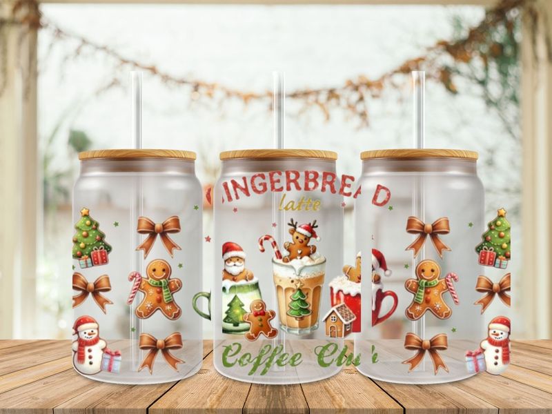 16oz Uv Dtf Wrap - Gingerbread Latte Coffee Club