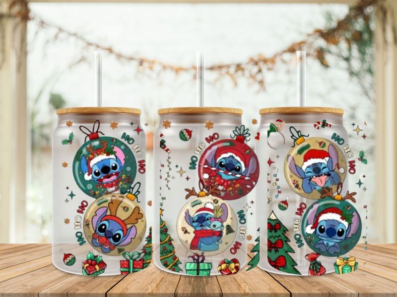 16oz Uv Dtf Wrap - Stitch Christmas Balls