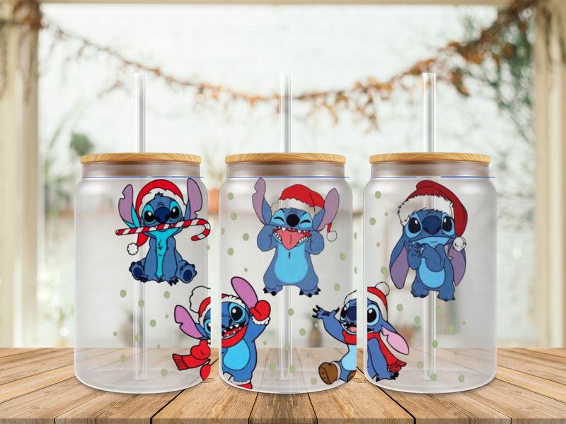 16oz Uv Dtf Wrap - Stitch Green Snowballs