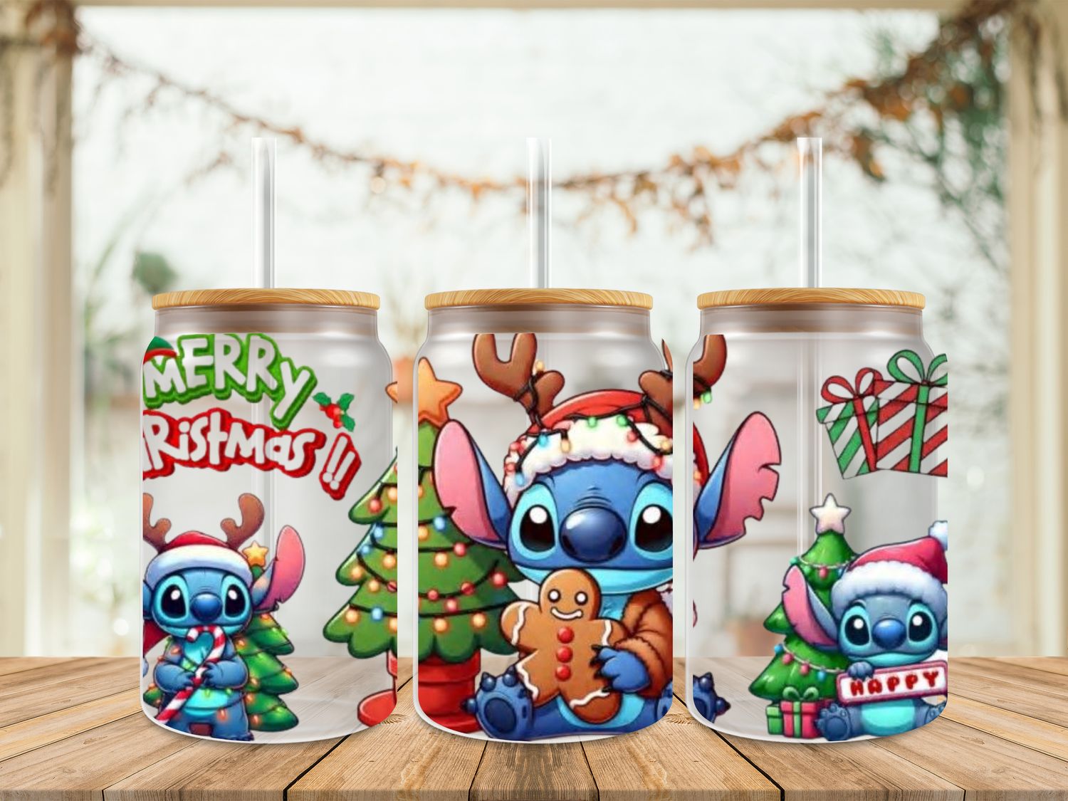 16oz Uv Dtf Wrap - Stitch Holding Gingerbread