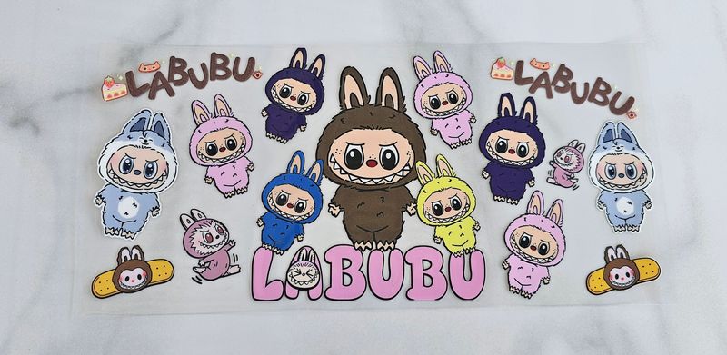 Double Sided Uv Dtf Wrap - Labubu Brown With Cake