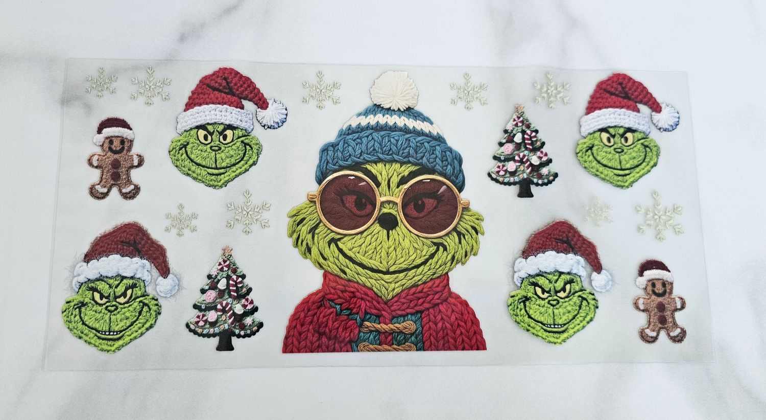Double Sided Uv Dtf Wrap - Grinch Christmas Tree Red Jumper