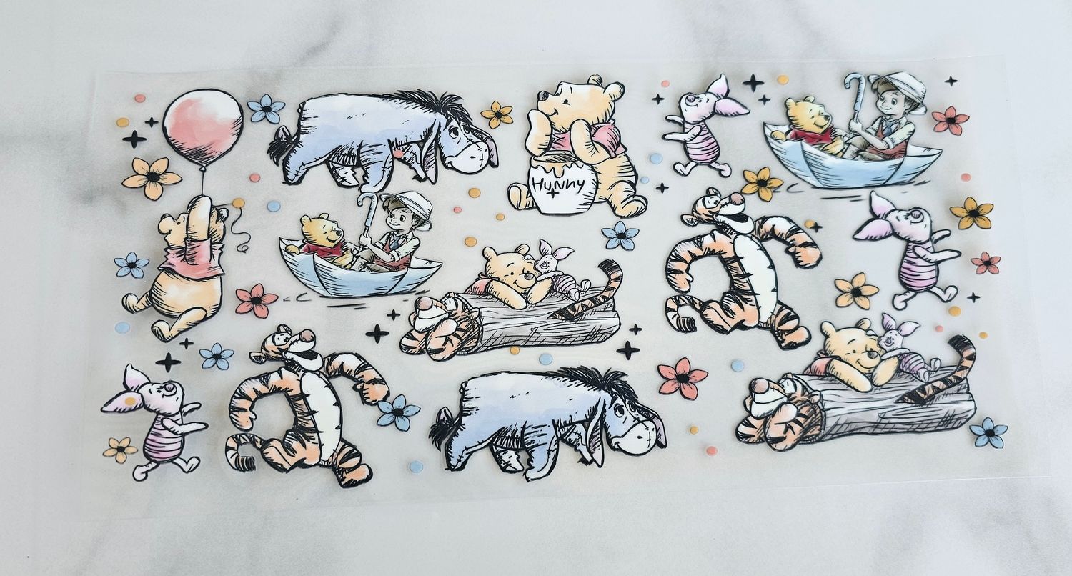 Double Sided Uv Dtf Wrap - Classic Pooh &amp; Friends