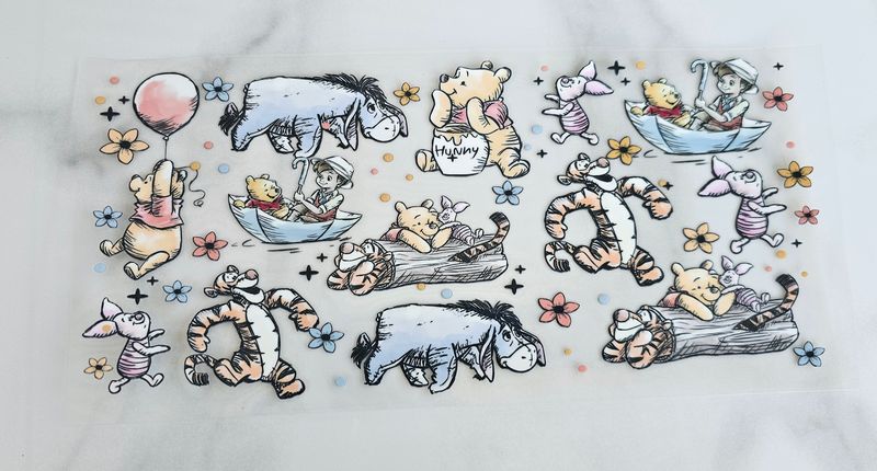 Double Sided Uv Dtf Wrap - Classic Pooh &amp; Friends