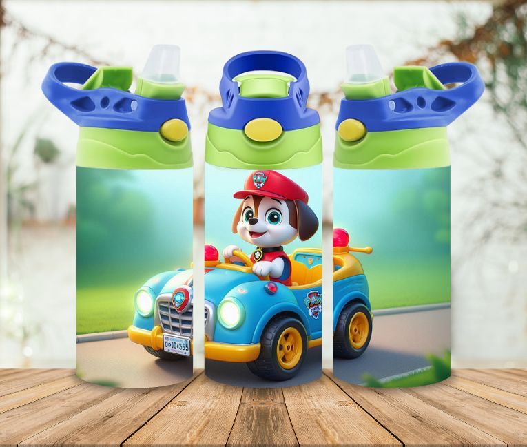 12oz Sublimation Tumbler Wrap Print - Paw Patrol Blue Kiddie Car