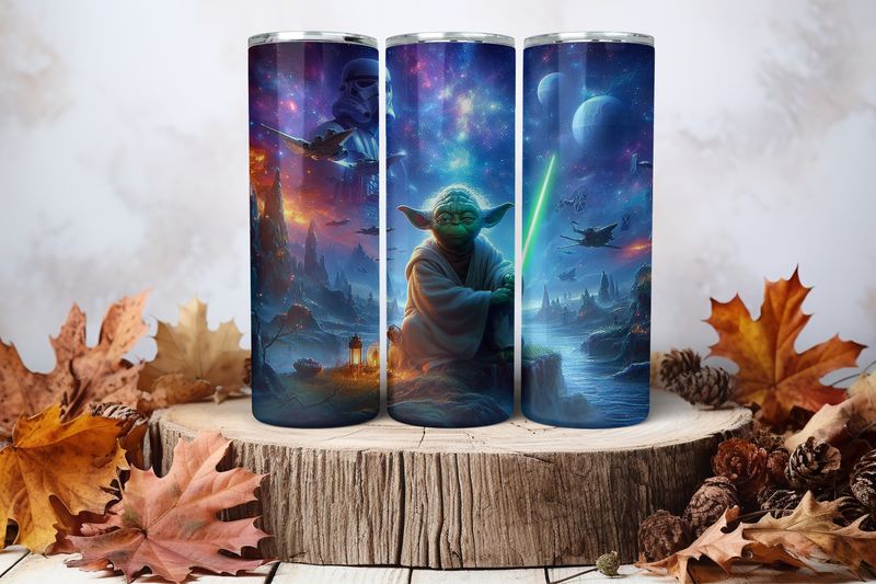 20oz Skinny Sublimation Tumbler Wrap Print - Star Wars Yoda
