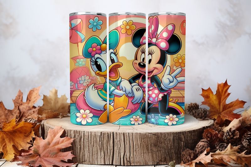 20oz Skinny Sublimation Tumbler Wrap Print - Minnie Daisy 2