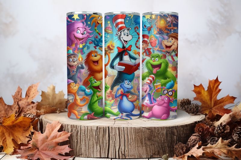 20oz Skinny Sublimation Tumbler Wrap Print - Dr Seuss 2