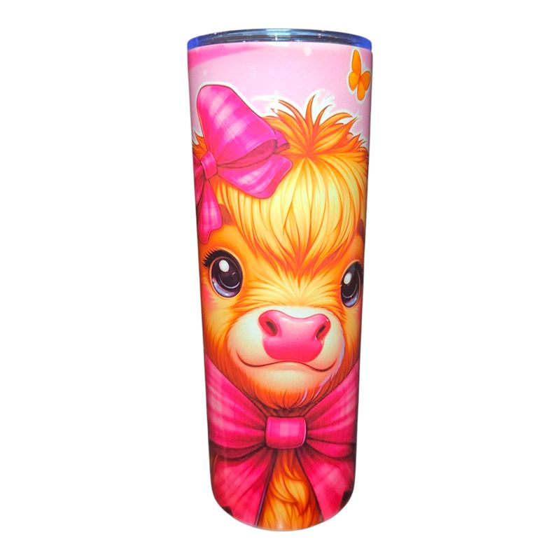 Highland Cow With Big Bow 20oz  Stainless Sublimation Tumbler