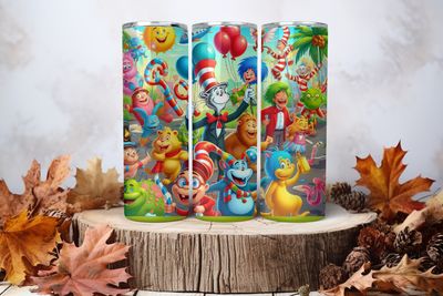 20oz Skinny Sublimation Tumbler Wrap Print - Dr Seuss 1