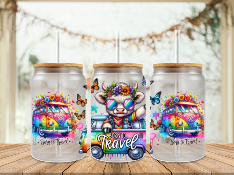 Double Sided Highland Cow Born To Travel