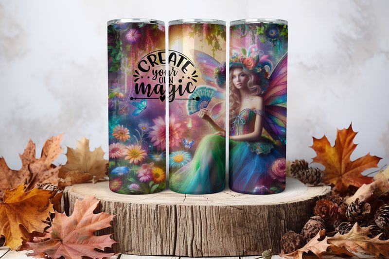 20oz Skinny Sublimation Tumbler Wrap Print - Fairy Create Your Own Magic