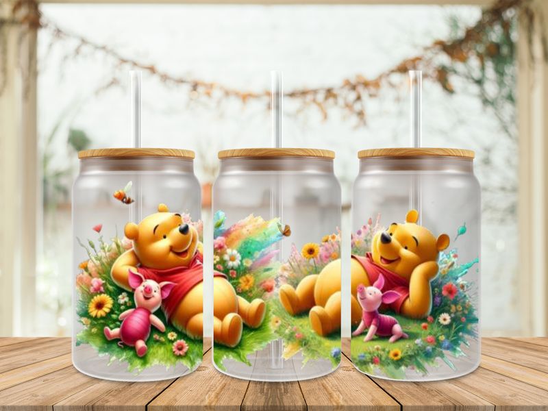 Double Sided Pooh &amp; Piglet Laying On Grass