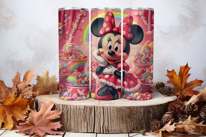 20oz Skinny Sublimation Tumbler Wrap Print - Minnie Mouse Lollies