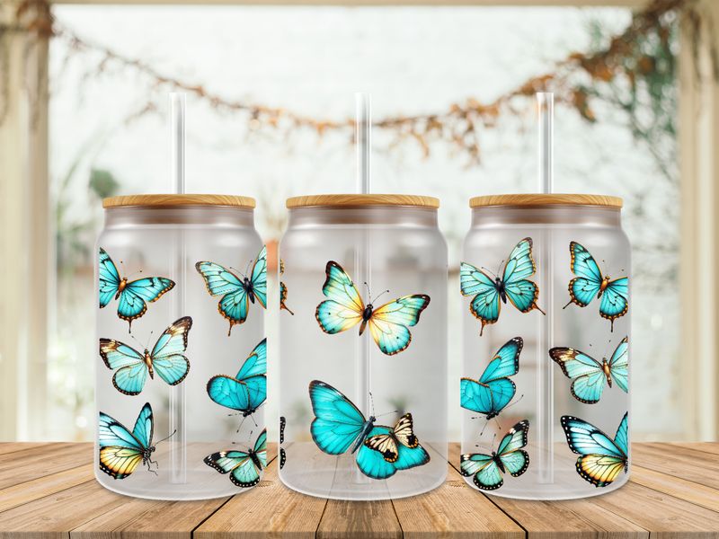 Double Sided Turquoise Buttterflies