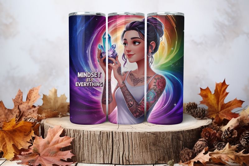 20oz Skinny Sublimation Tumbler Wrap Print - Tattooed Girl Crystal