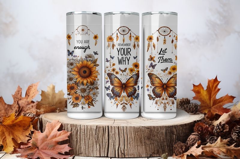 20oz Skinny Sublimation Tumbler Wrap Print - Dreamcatcher White Remember Your Why