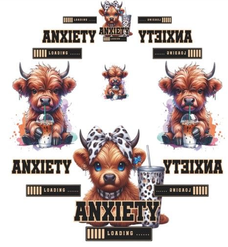 Highland Cow Anxiety Lid Decals