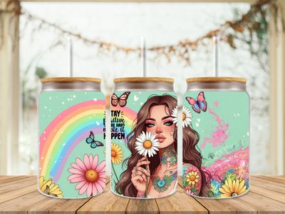 16oz Sublimation Tumbler Wrap Print - Tattooed Girl Stay Positive 2nd